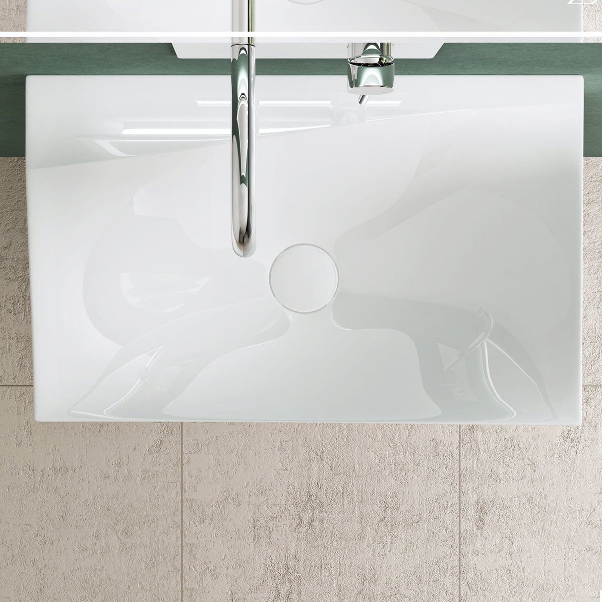 glasvilla Lavabo da Appoggio 60x38x20cm Lavabo Bagno Sospeso Lavandino Bagno Bianco da Minerale fuso con Coperchio di Scarico Col6035