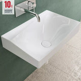 glasvilla Lavabo da Appoggio 60x38x20cm Lavabo Bagno Sospeso Lavandino Bagno Bianco da Minerale fuso con Coperchio di Scarico Col6035