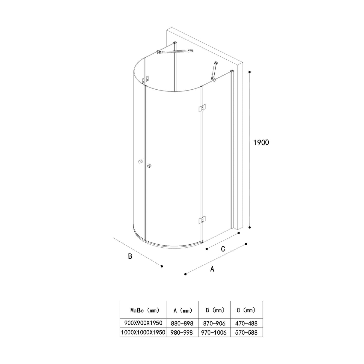 glasvilla Box Doccia in Vetro 6mm Box Cabina Doccia a Forma di U in Vetro di Sicurezza Temperato con 2 Porte Girevoli Ravenna03