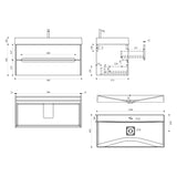 glasvilla Mobile Bagno Sospeso con Cassetti di Soft-close Mobiletto da Bagno con Lavabo da Marmo fuso Yoga