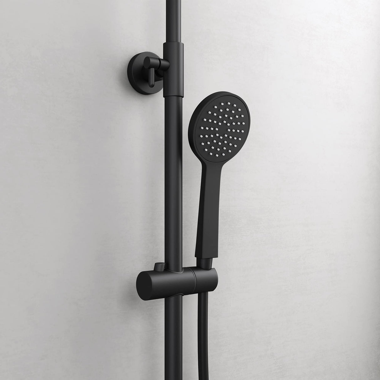glasvilla Soffione Doccia a Pioggia (Ø20cm) con Telefoni Doccia e Miscelatore Monocomando, Set Soffione Doccia Manopola Doccia a Risparmio Idrico, Nero Opaco