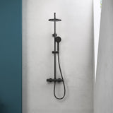 glasvilla Soffione Doccia a Pioggia (Ø20cm) con Telefoni Doccia e Miscelatore Monocomando, Set Soffione Doccia Manopola Doccia a Risparmio Idrico, Nero Opaco