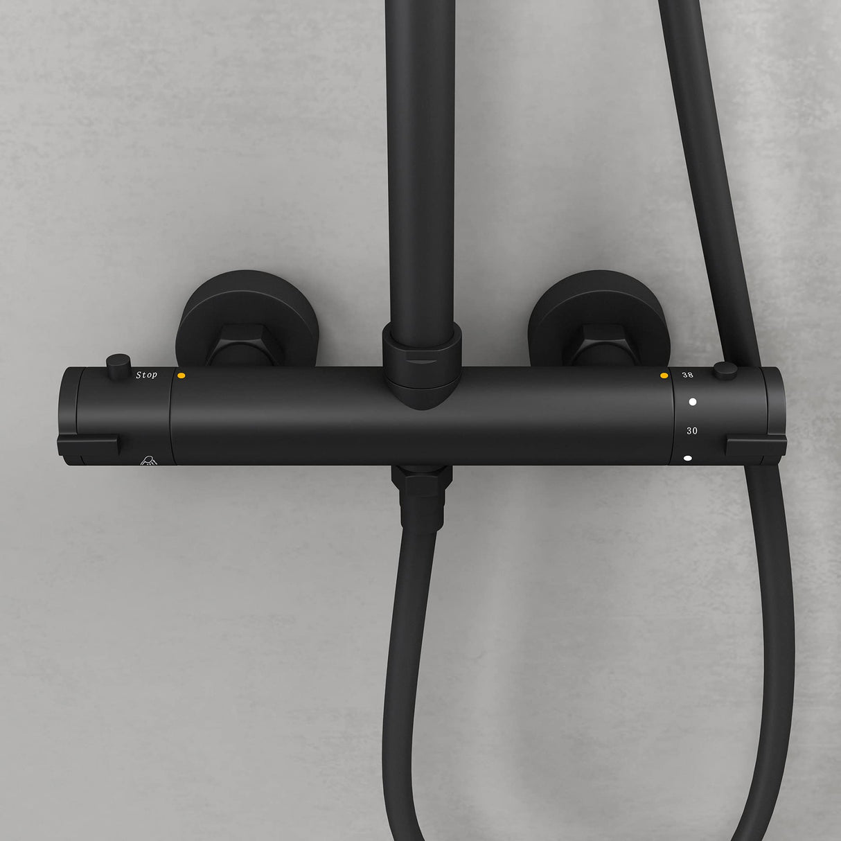 glasvilla Soffione Doccia a Pioggia (Ø20cm) con Telefoni Doccia e Miscelatore Monocomando, Set Soffione Doccia Manopola Doccia a Risparmio Idrico, Nero Opaco