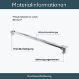 Maniglione di sostegno Glasvilla per doccia, parete divisoria per doccia, parete in vetro per doccia | Stabilizzatore per doccia walk-in | Rotazione a 180° per spessori del vetro da 6 a 10 mm