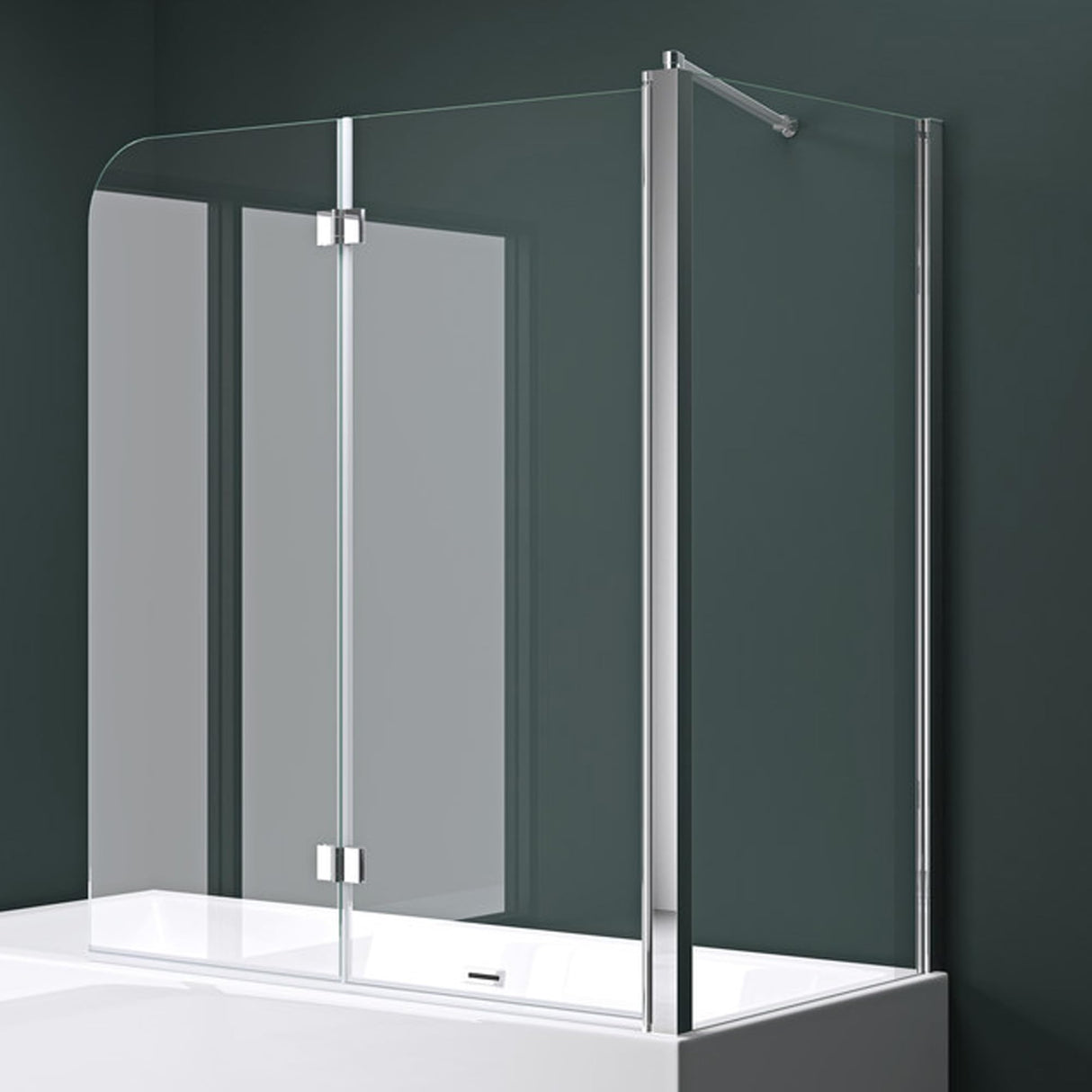 glasvilla Parete Vasca da Bagno Parete Schermo Doccia per Vasca da Bagno Parete Pieghevole per Vasca da Bagno in Vetro Trasparente 6mm con Nano Rivestimenti Cortona113
