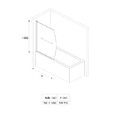 Parete doccia glasvilla per vasca da bagno Parete vasca pieghevole 180° in vetro di sicurezza con divisorio per vasca NANO 90x140cm Supporto per vasca Cortona112