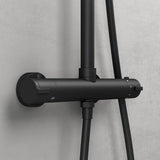 glasvilla Soffione Doccia a Pioggia (Ø20cm) con Telefoni Doccia e Miscelatore Monocomando, Set Soffione Doccia Manopola Doccia a Risparmio Idrico, Nero Opaco