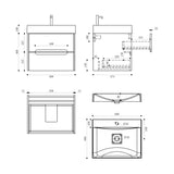 glasvilla Mobile Bagno Sospeso con Cassetti di Soft-close Mobiletto da Bagno con Lavabo da Marmo fuso Yoga