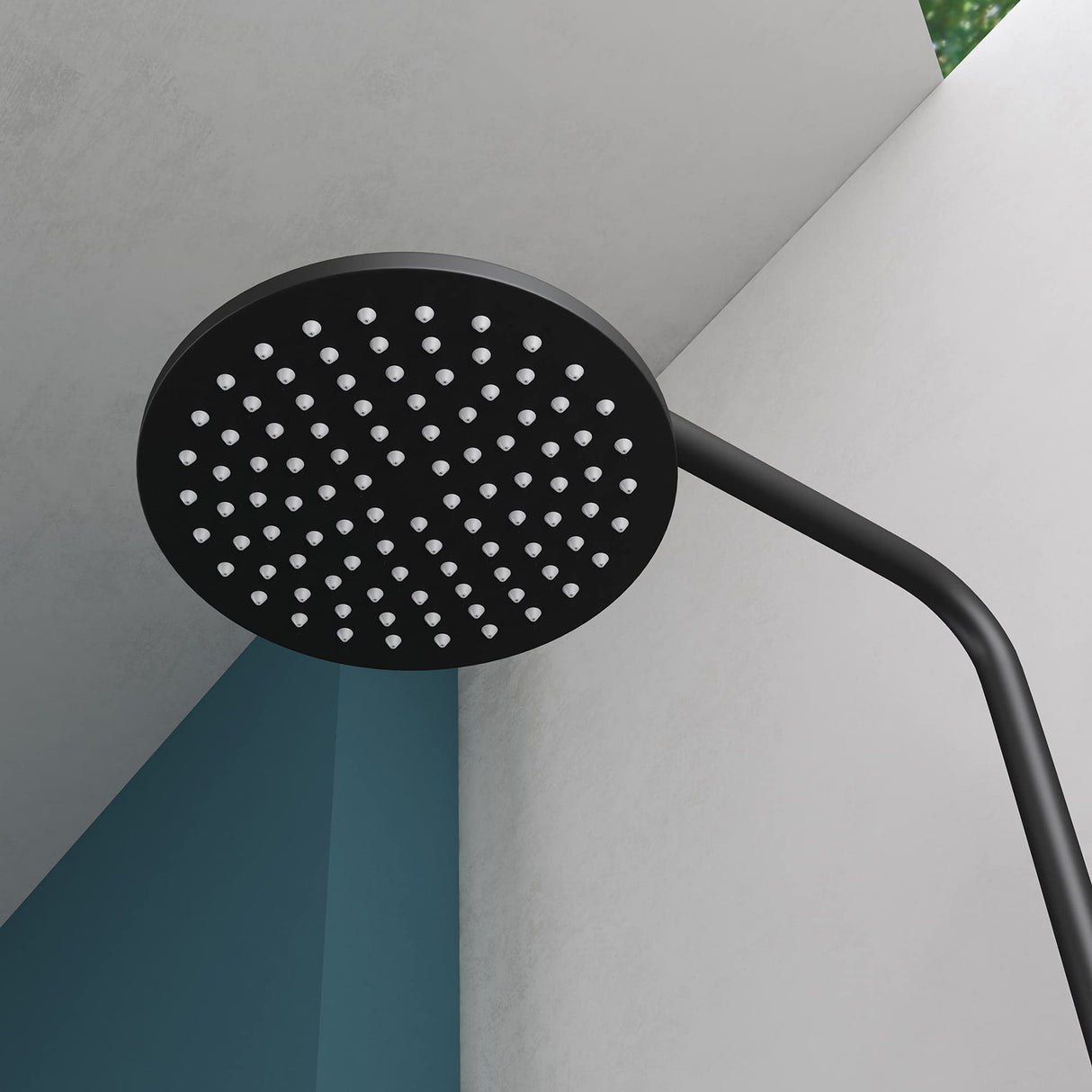 glasvilla Soffione Doccia a Pioggia (Ø20cm) con Telefoni Doccia e Miscelatore Monocomando, Set Soffione Doccia Manopola Doccia a Risparmio Idrico, Nero Opaco