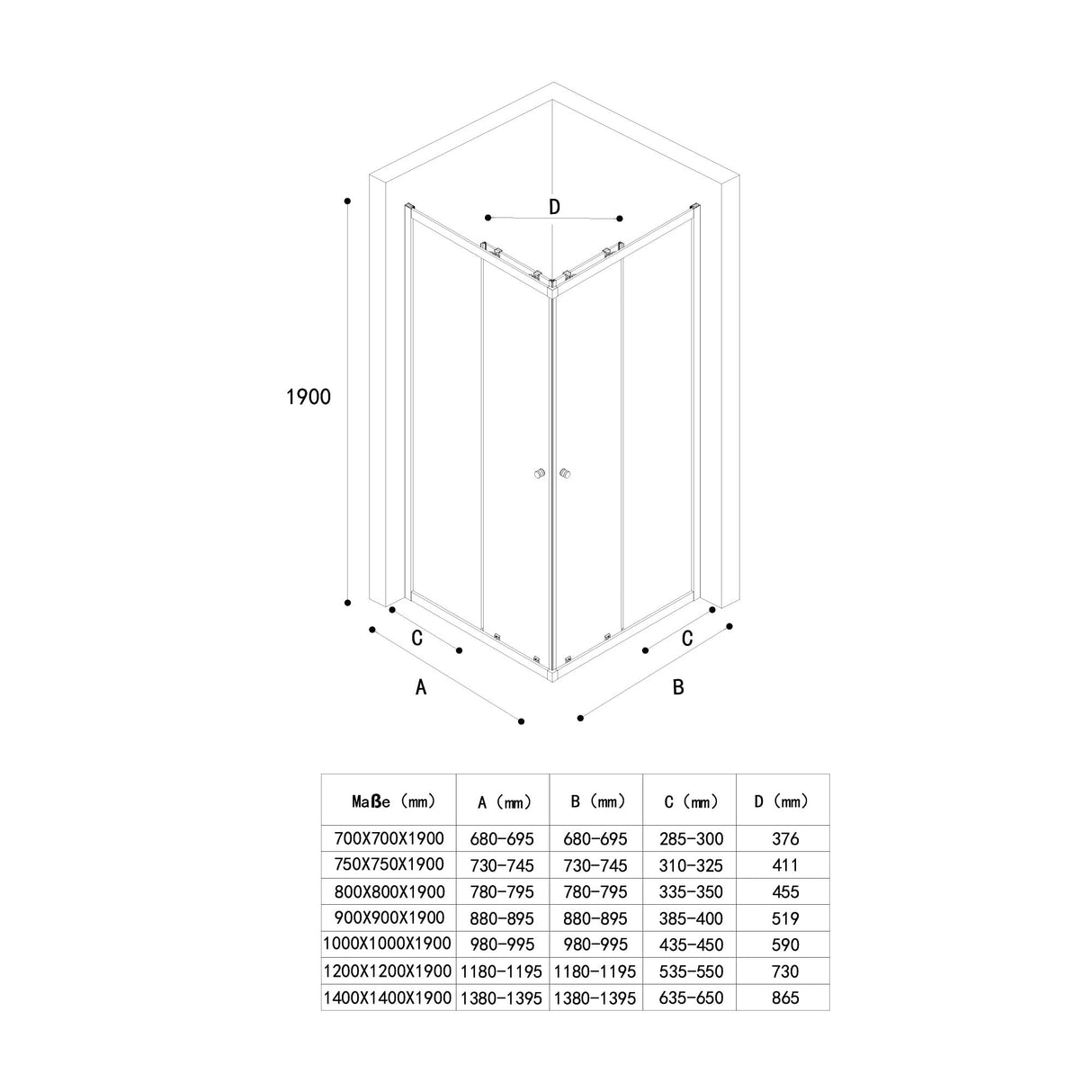 glasvilla Box doccia Angolare in Vetro, Cabina Bagno con Doppia Porta Scorrevole, Box Cabina Doccia in Vetro di Sicurezza ESG da 6 mm, Ravenna16MS