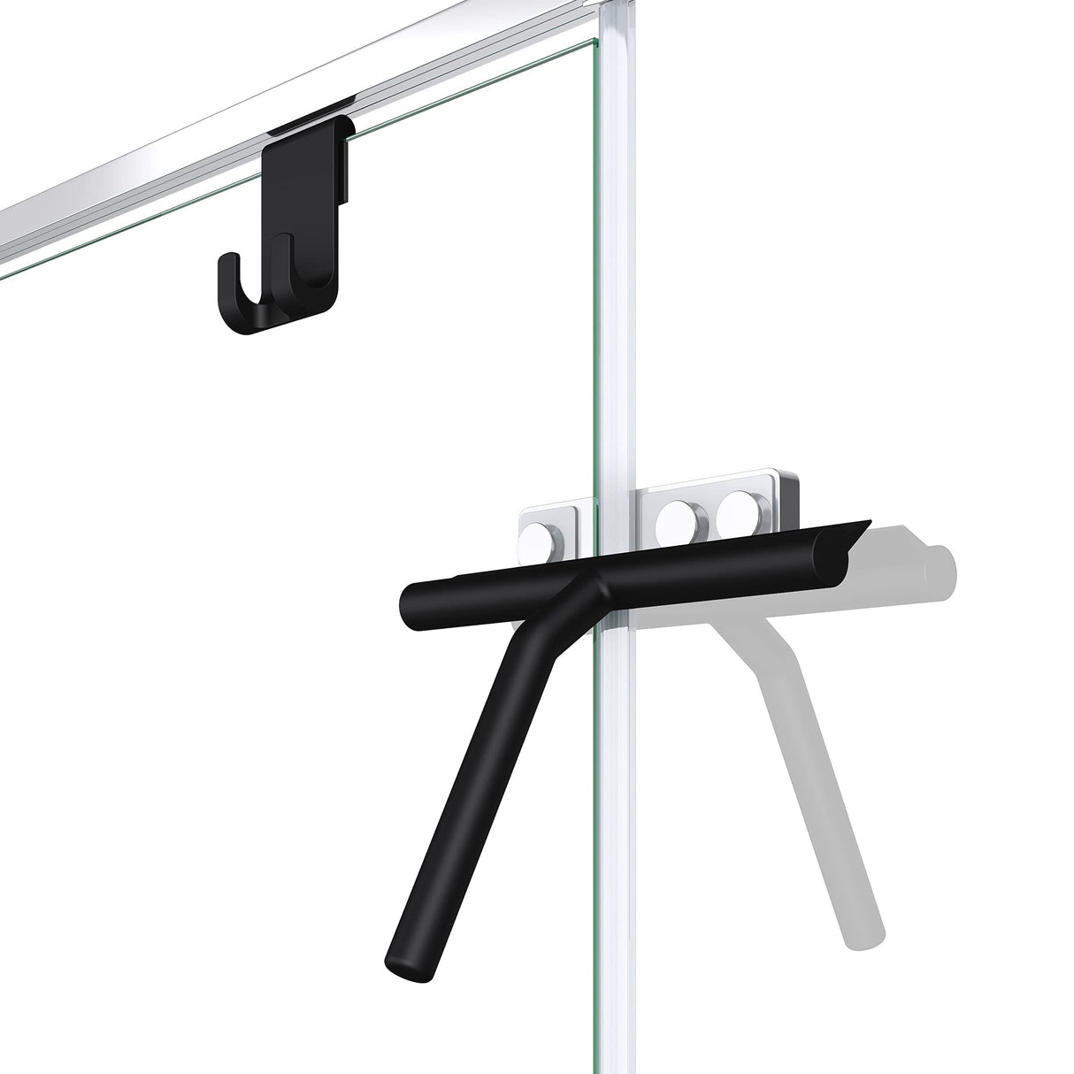 Tergivetro per doccia Glasvilla nero opaco con gancio incluso, tergivetro in silicone 19x21 cm (LxP) tergivetro per finestre del bagno