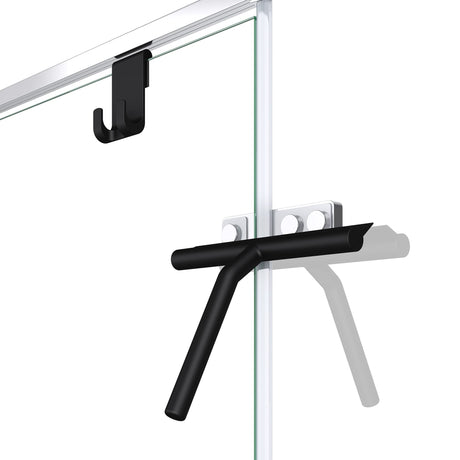 Tergivetro per doccia Glasvilla nero opaco con gancio incluso, tergivetro in silicone 19x21 cm (LxP) tergivetro per finestre del bagno
