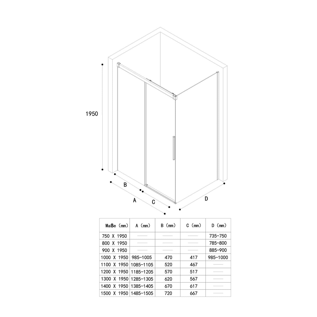 glasvilla Box Doccia in Vetro 6 mm con Porta Scorrevole Cabina Doccia con Meccanismo di Chiusura Soft Close Box Doccia in Vetro di Sicurezza ESG Ravenna12K