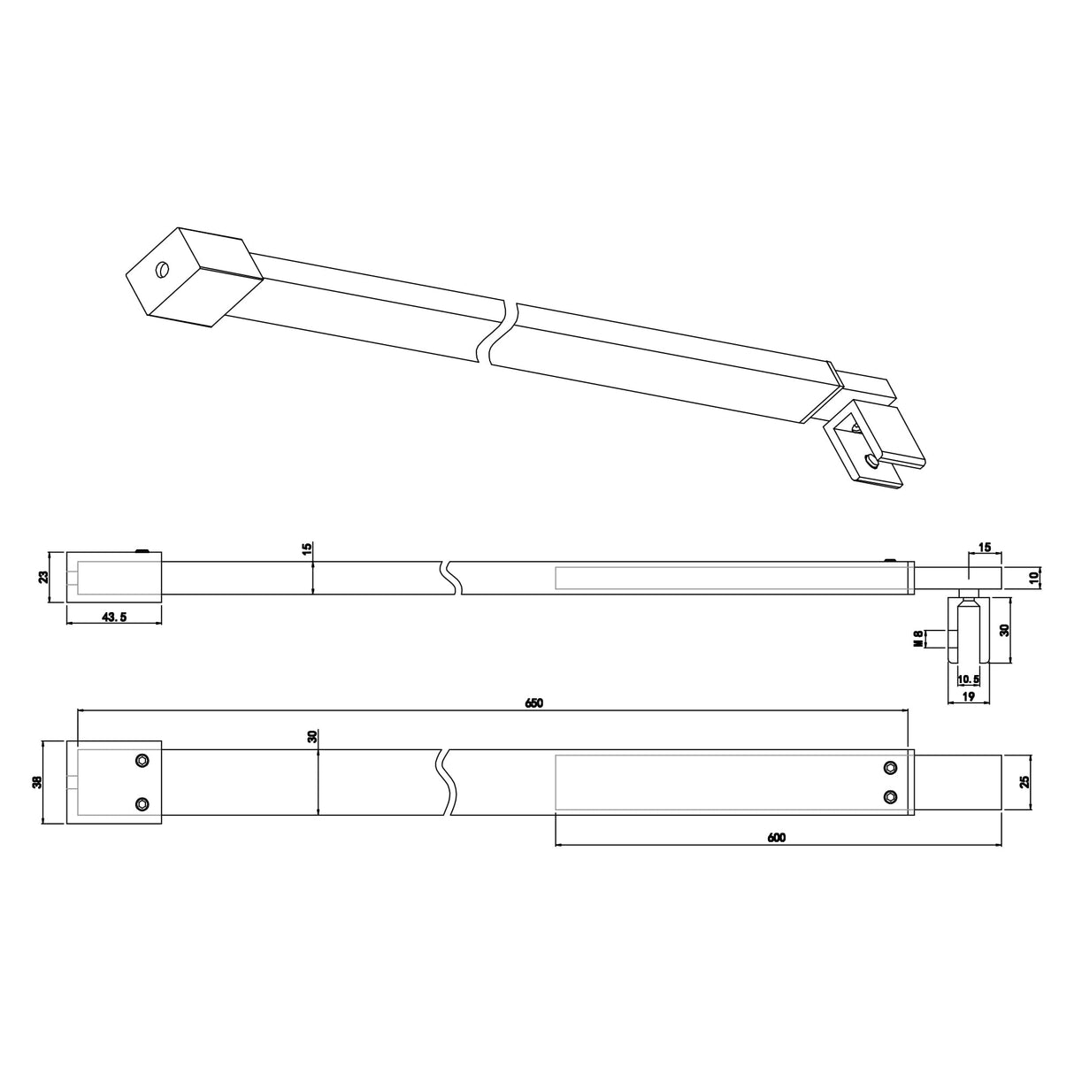 Maniglione di sostegno Glasvilla per doccia, parete divisoria per doccia, parete in vetro per doccia | Stabilizzatore per doccia walk-in | Rotazione a 180° per spessori del vetro da 6 a 10 mm