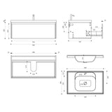 glasvilla Mobile Bagno Sospeso con Lavabo Mobiletto da Bagno con Lavabo da Marmo fuso Salerno