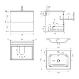glasvilla Ensemble de Meubles de Salle De Bain Vasque avec Meuble Sous Vasque Lavabo en Solid Surface Meuble Sous Lavabo 2 Tiroirs Soft Close Aqualis
