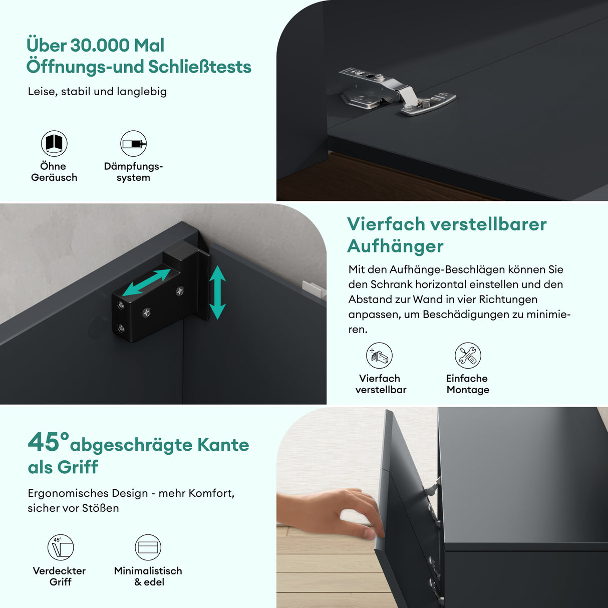 glasvilla Mobile TV per Televisore Armadietto per TV Basso Soft-close per Soggiorno, Sala da Pranzo, Camera da Letto Fernsehschrank02