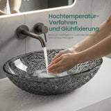 glasvilla Waschbecken Glas Aufsatzwaschbecken Glaswaschbecken Handwaschbecken Waschschale Oval