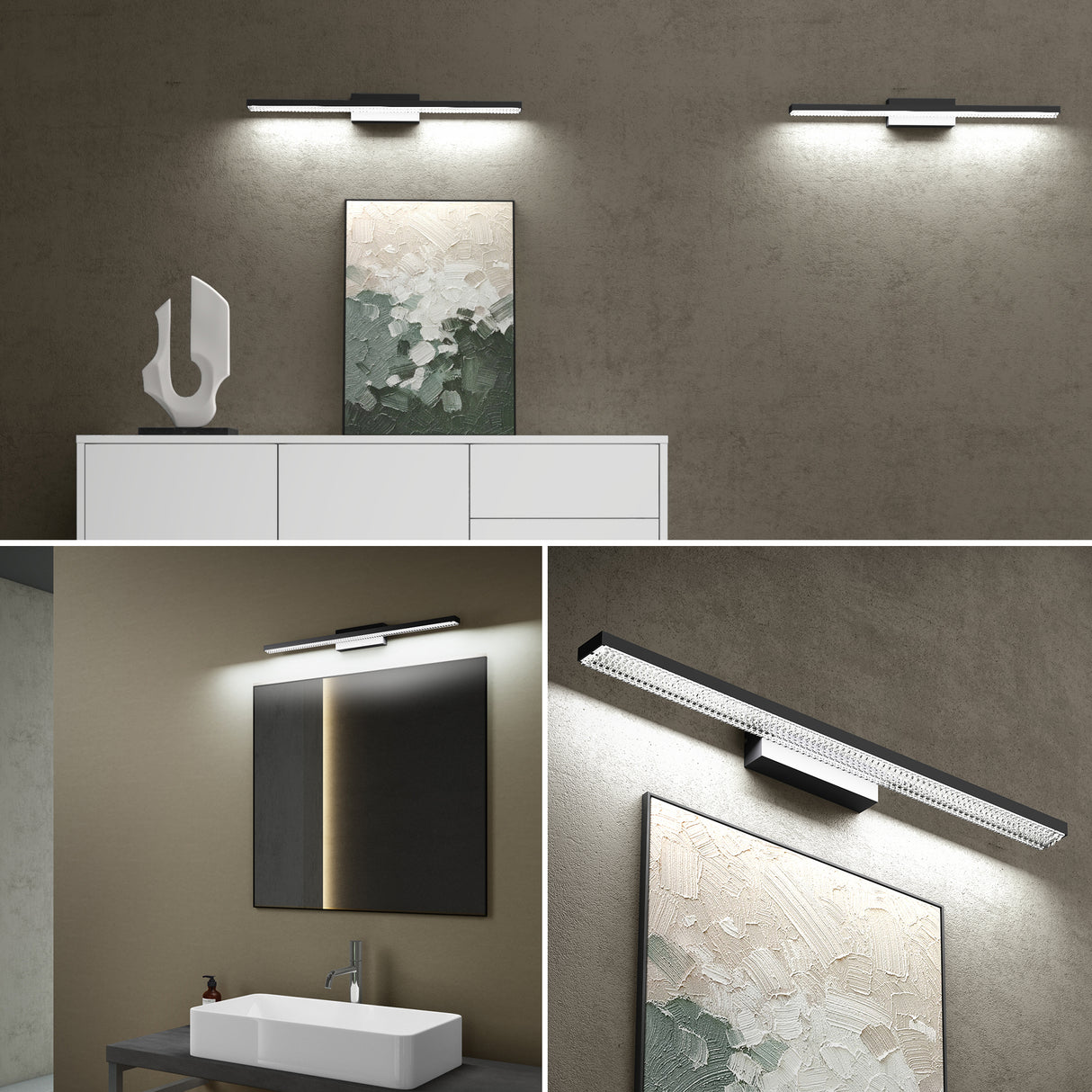 lampada da specchio a LED per bagno Glasvilla | Lampada da specchio, lampada da bagno 6000K | Applique a LED da 14W