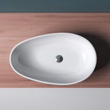 glasvilla Lavabo da Appoggio da Marmo Fuso Lavandino Bagno Ovale senza Foro per Rubinetto e Troppopieno Col809