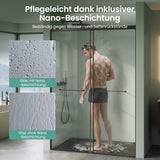 glasvilla Box Doccia Nicchia con Vetro Temperato Trasparente 8mm con Rivestimento Nano, Porta Scorrevole e Maniglia Inox, Porta Doccia con Soft-Close, Teramo67K