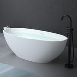glasvilla Vasca da Bagno Freestanding, Vasca da Bagno in Marmo Fuso con Rivestimento Nano, Bianca Opaca