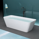glasvilla Vasca da Bagno Freestanding, Vasca da Bagno in Marmo Fuso con Rivestimento Nano, Bianca Opaca