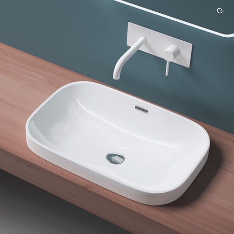 Lavabo da appoggio Glasvilla con rivestimento nano, in ceramica bianca Brüssel5082