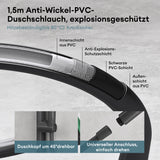 sistema de ducha glasvilla con termostato, conjunto completo de grifería de ducha con bloqueo de seguridad, ducha regulable en altura con 3 tipos de chorro y salida inferior de latón sistema de ducha9