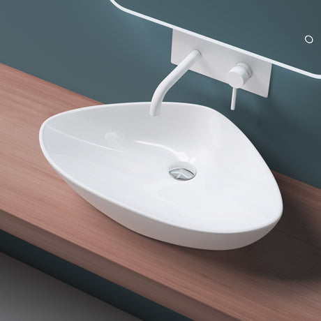 glasvilla Lavabo da Appoggio in Ceramica Lavandino Bagno Lavabo Bianco con Nano Rivestimenti Brüssel215