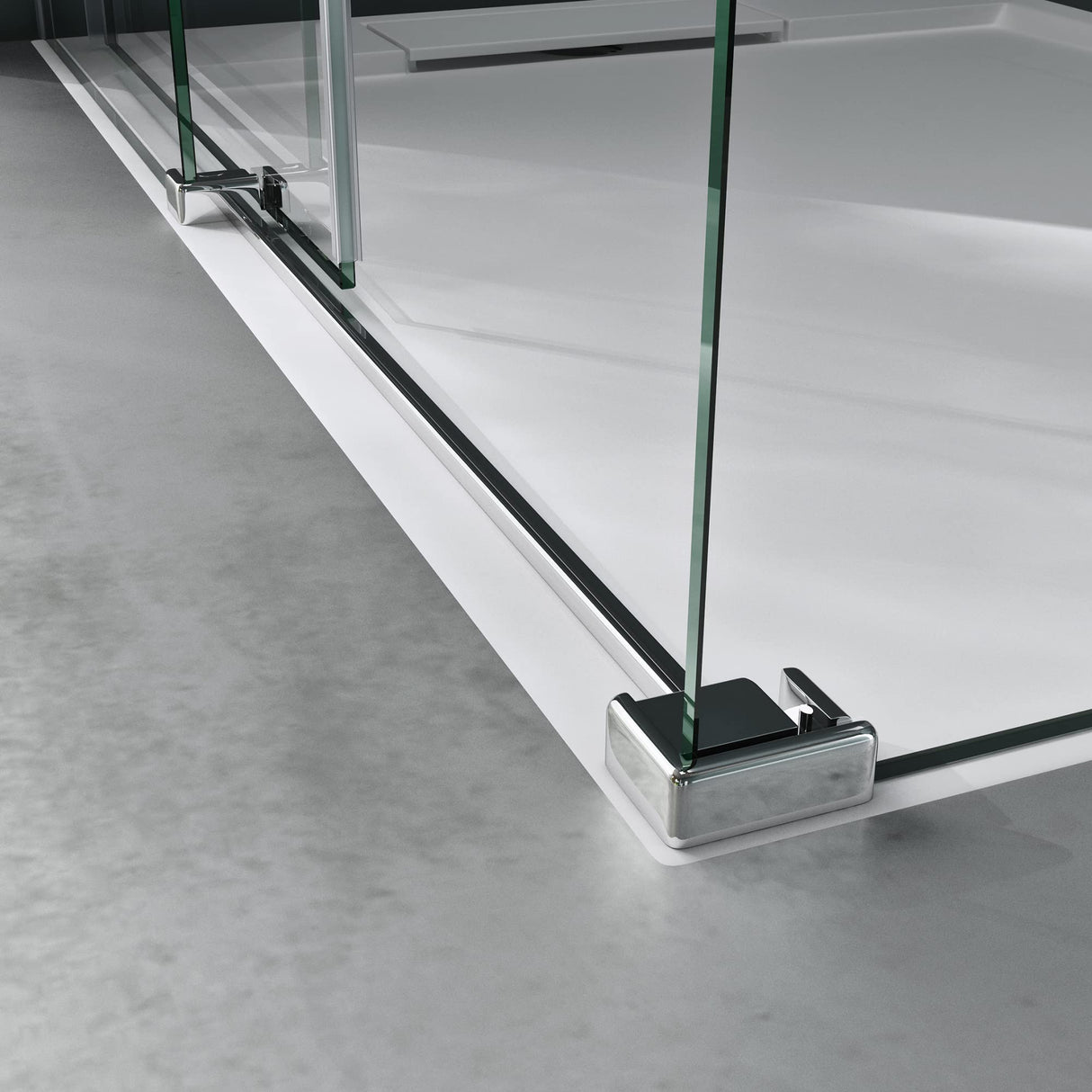 Box doccia Glasvilla con porta scorrevole angolare, in acciaio ESG da 8 mm con rivestimento NANO, supporto doccia a 4 punti Rav17-2K