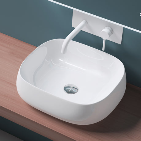 lavabo da appoggio Glasvilla, in ceramica bianca, con rivestimento nano