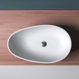 glasvilla Lavabo da Appoggio da Marmo Fuso Lavandino Bagno Ovale senza Foro per Rubinetto e Troppopieno Col809