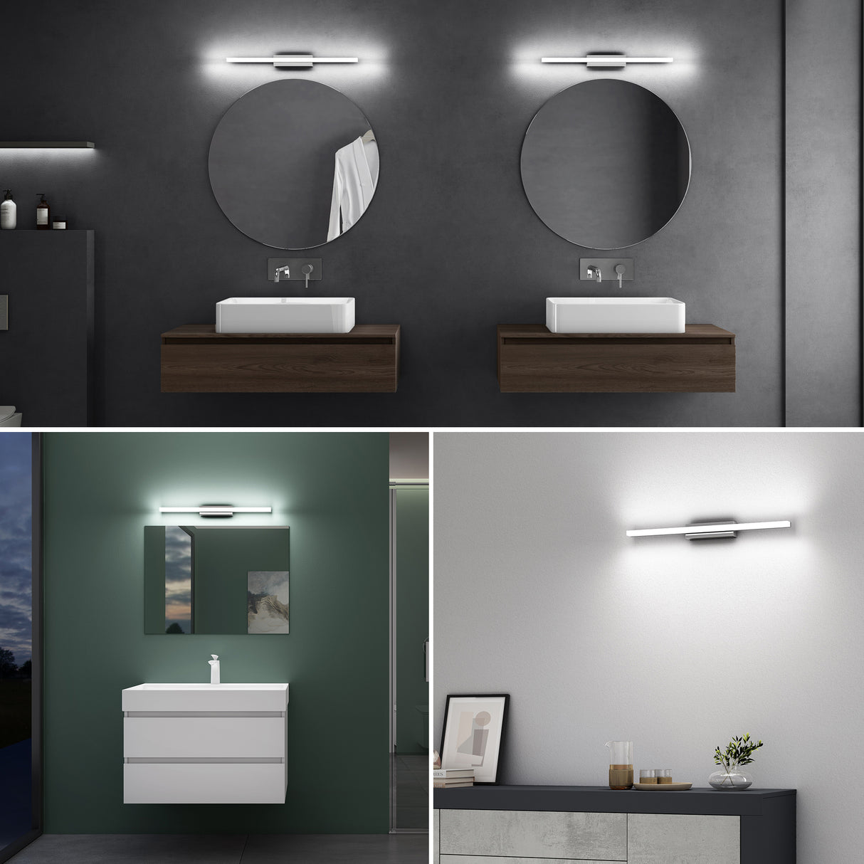 lampada da specchio a LED per bagno Glasvilla | Lampada da specchio, lampada da bagno 6000K | Applique a LED 9W con fascio di specchio 