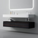 glasvilla Mobile Bagno Sospeso 150x48x25cm con Cassetti a Chiusura Soft-Close Mobile da Bagno con Lavabo da Marmo Fuso UP