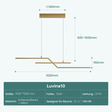Glasvilla Design – Lámpara colgante LED lineal 105 cm, 3 temperaturas de color 3000K–6000K (18W)