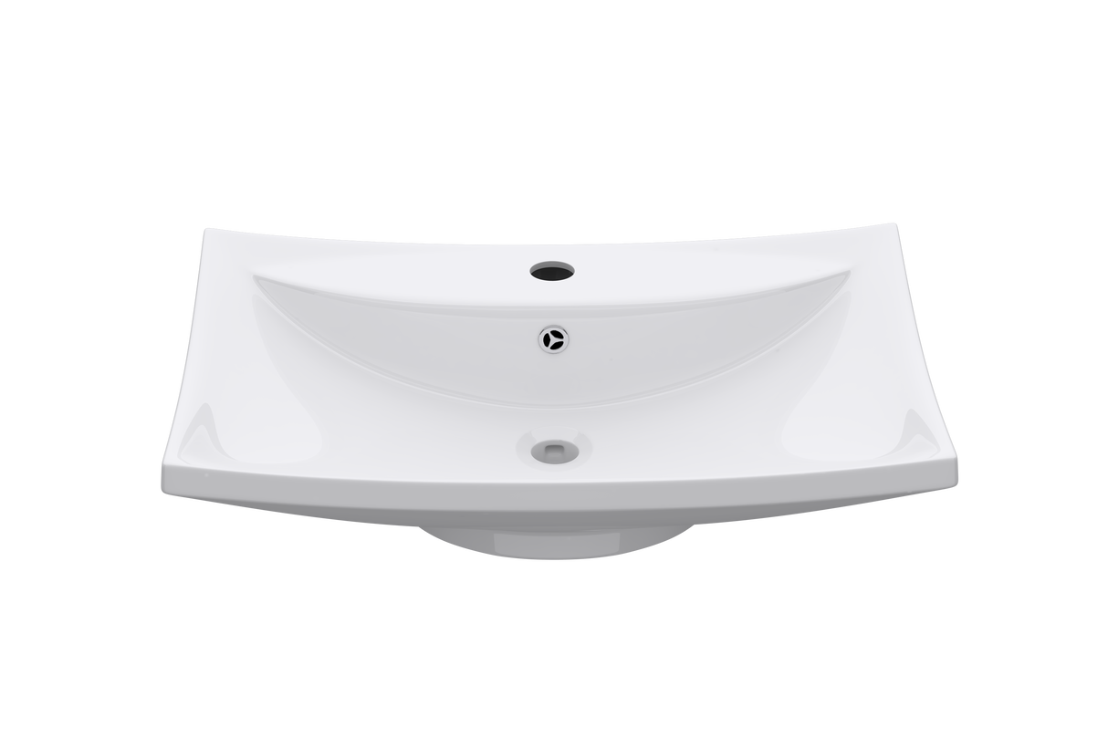 Lavabo Glasvilla, lavabo da appoggio, lavabo a parete, LTH: 60x44x18cm, bianco, in ceramica, con nanorivestimento incluso Brüssel709