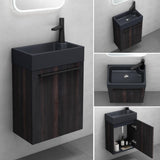 glasvilla Mobile Bagno Sospeso Include Lavabo da Minerale fuso Antracite opaco e Specchio LED Mobile da Bagno 46x26x63cm Pisa