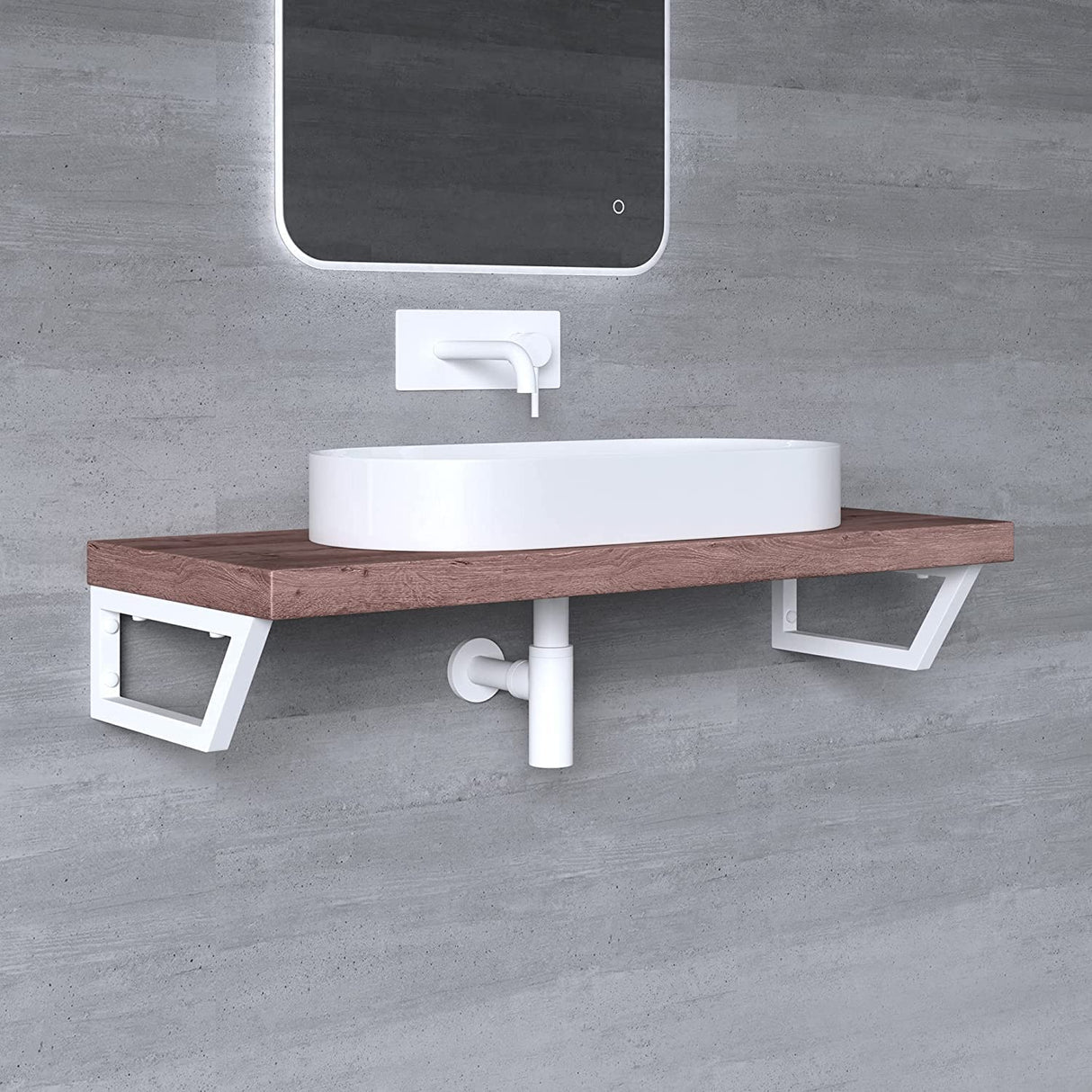 Supporto da parete Glasvilla Design in acciaio inox, supporto per lavabo, supporto per mensola, supporto per mensola WH04
