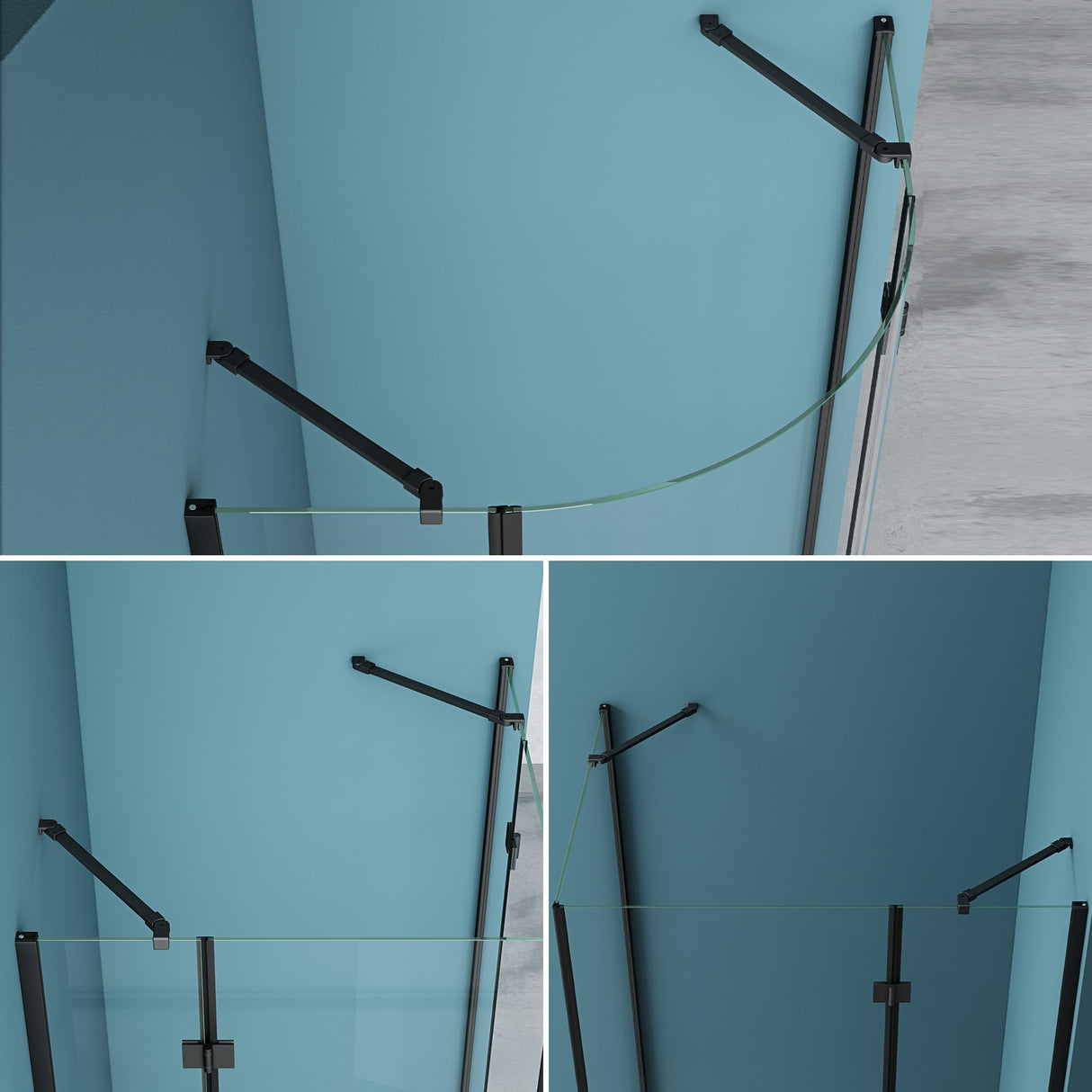 Maniglione di sostegno Glasvilla per doccia, parete divisoria per doccia, parete in vetro per doccia | Stabilizzatore per doccia walk-in | Rotazione a 180° per spessori del vetro da 6 a 10 mm