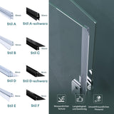 Guarnizione per doccia Glasvilla | Guarnizione per porta doccia, spessore vetro 6 mm - 8 mm | Guarnizione di ricambio per porta doccia, parete doccia dritta