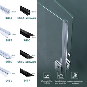 Glasvilla – Junta recta para puerta de ducha 6–8 mm en PVC reforzado