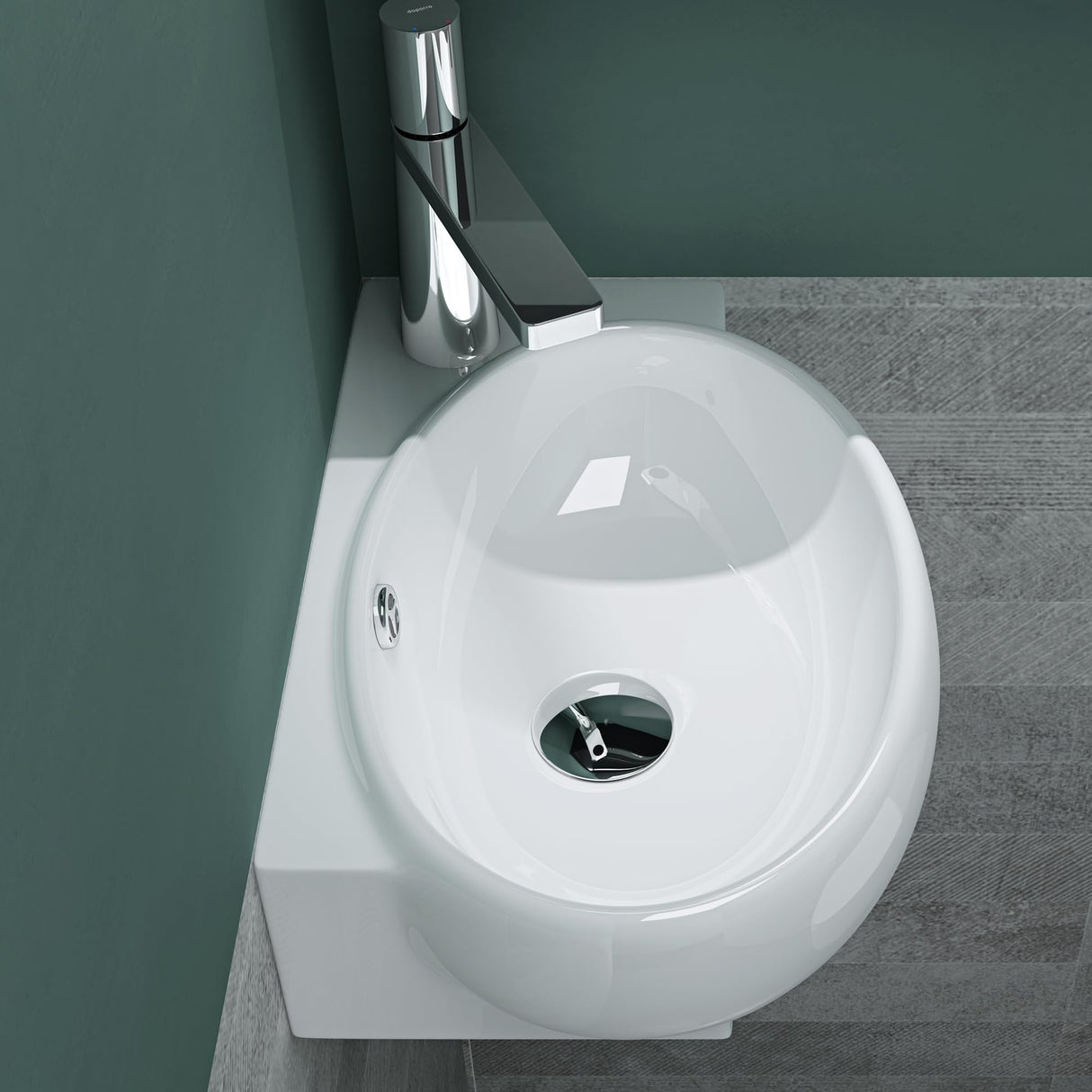 glasvilla Lavabo da Appoggio 42X28X15cm Lavabo Bagno Sospeso Lavandino Bagno in Ceramica con Nano Rivestimenti Brüssel001