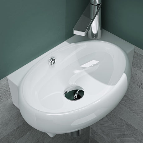 glasvilla Lavabo da Appoggio 42X28X15cm Lavabo Bagno Sospeso Lavandino Bagno in Ceramica con Nano Rivestimenti Brüssel001