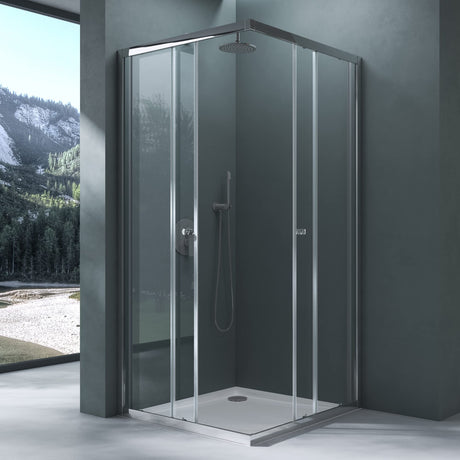 Mai & Mai Box Doccia in Vetro, Box Doccia a Soffietto Cabina Bagno in Vetro con Doppie Porte Scorrevoli Box Cabina Doccia Angolare Ravenna16k