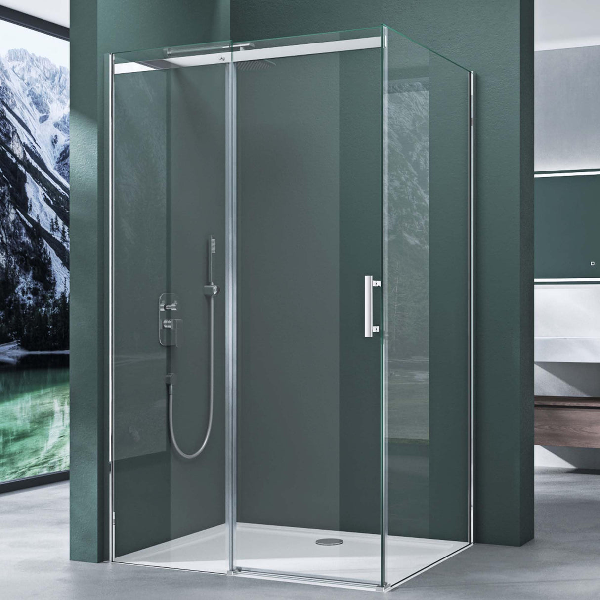 galsvilla Duschkabine Duschabtrennung 8mm Sicherheitsglas mit NANO Eck-Dusche mit Schiebetür Ravenna18
