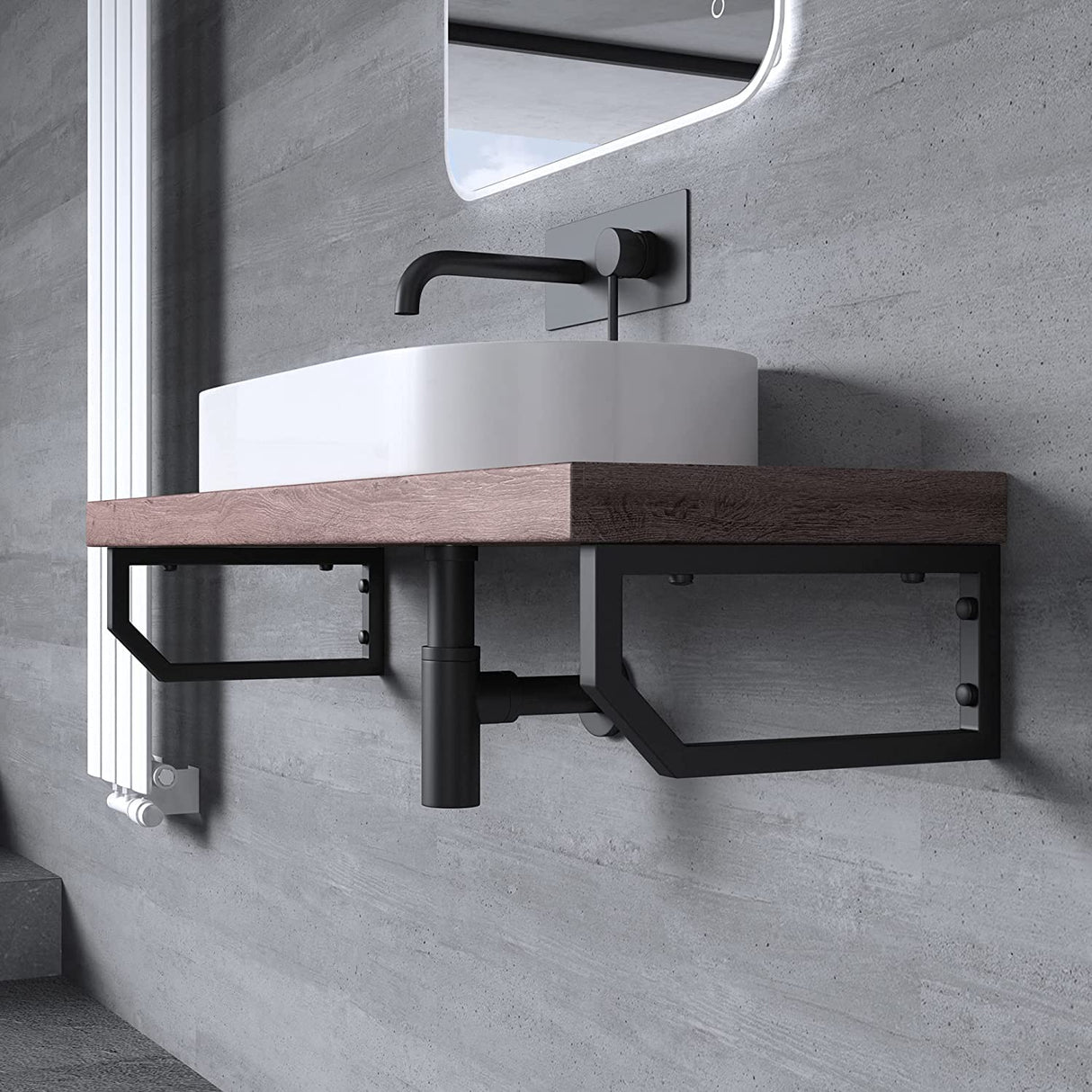 Supporto da parete Glasvilla Design in acciaio inox per lavabo WH03