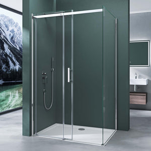 galsvilla Cabina de ducha Separación de ducha 8mm vidrio de seguridad con NANO ducha de esquina con puerta corredera Ravenna18