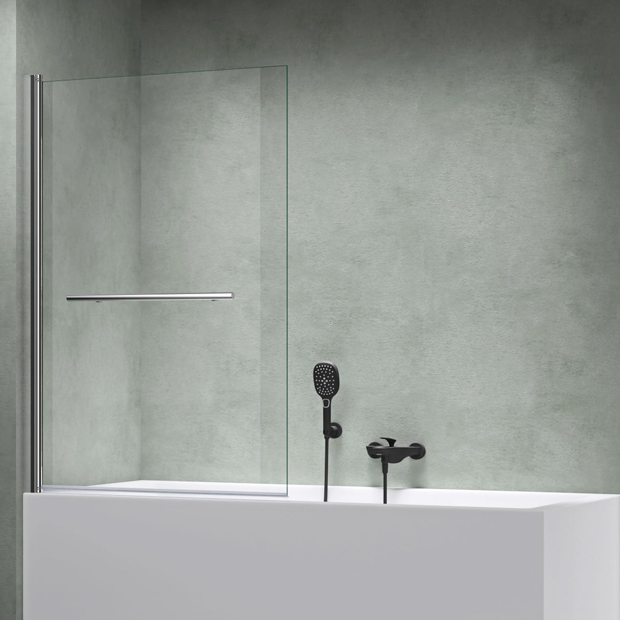 Parete doccia Glasvilla per vasca da bagno, parete vasca pieghevole 180° in vetro di sicurezza con divisorio vasca NANO 90x140cm, supporto vasca Cortona1121