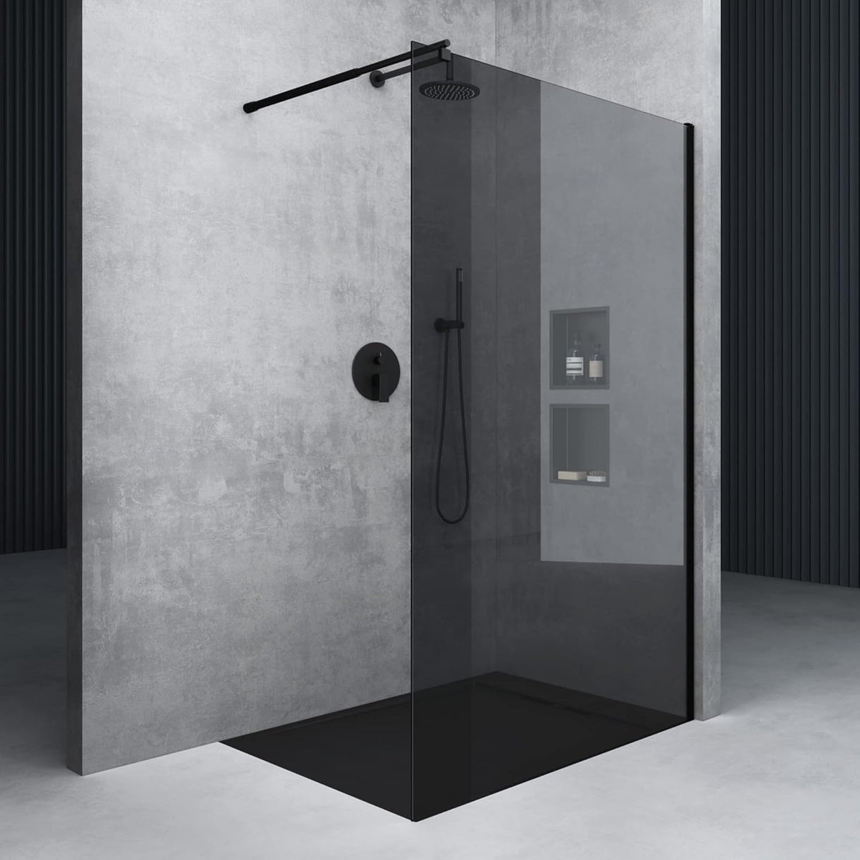 glasvilla Box Doccia Walk-In in Vetro 8mm Parete Doccia in Vetro di Sicurezza ESG con Rivestimento Nano Braccio di Sostegno BRAM1&BRAM3 Bremen1